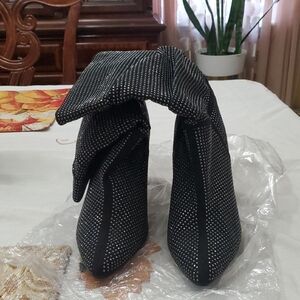 Black and White Polka Dot Heeled Boots